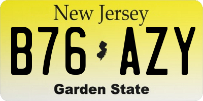 NJ license plate B76AZY