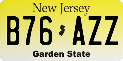 NJ license plate B76AZZ