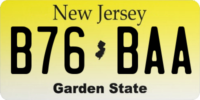 NJ license plate B76BAA