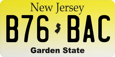 NJ license plate B76BAC