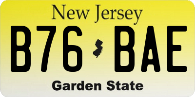 NJ license plate B76BAE