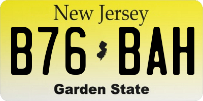 NJ license plate B76BAH