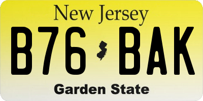 NJ license plate B76BAK