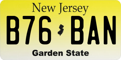 NJ license plate B76BAN