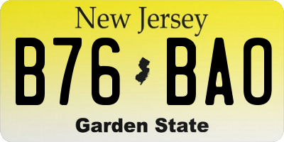 NJ license plate B76BAO