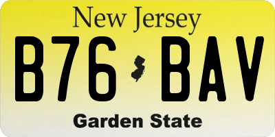 NJ license plate B76BAV