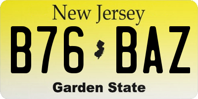 NJ license plate B76BAZ