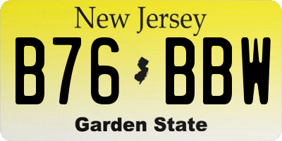 NJ license plate B76BBW