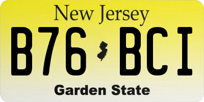 NJ license plate B76BCI