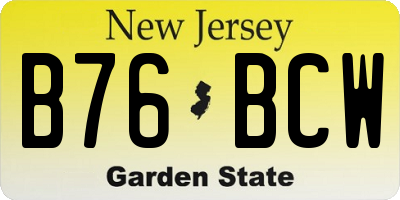 NJ license plate B76BCW