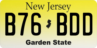 NJ license plate B76BDD