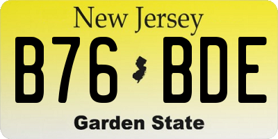 NJ license plate B76BDE