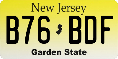 NJ license plate B76BDF