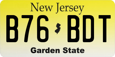NJ license plate B76BDT