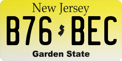 NJ license plate B76BEC