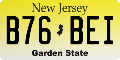 NJ license plate B76BEI