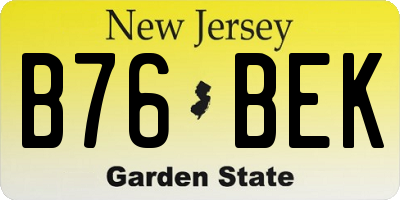 NJ license plate B76BEK