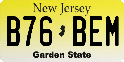 NJ license plate B76BEM