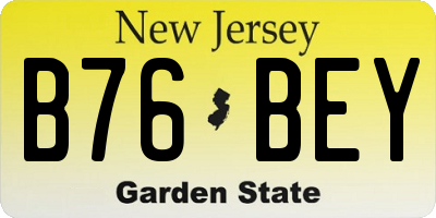 NJ license plate B76BEY