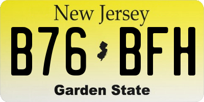 NJ license plate B76BFH