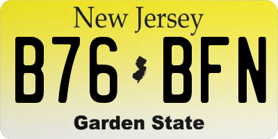 NJ license plate B76BFN