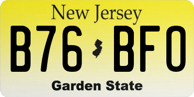 NJ license plate B76BFO
