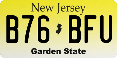 NJ license plate B76BFU