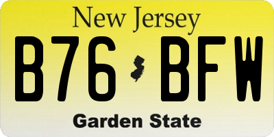 NJ license plate B76BFW