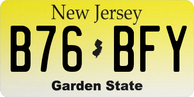 NJ license plate B76BFY