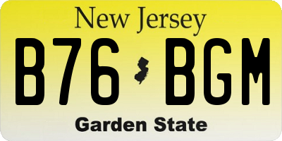 NJ license plate B76BGM