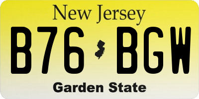 NJ license plate B76BGW
