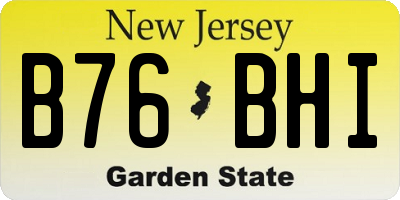 NJ license plate B76BHI