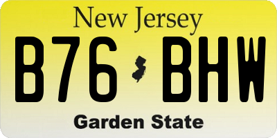 NJ license plate B76BHW