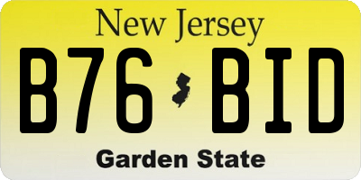 NJ license plate B76BID
