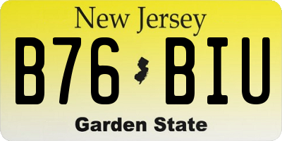 NJ license plate B76BIU