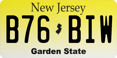 NJ license plate B76BIW