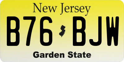 NJ license plate B76BJW