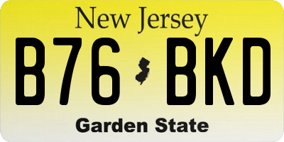 NJ license plate B76BKD