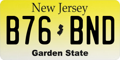NJ license plate B76BND