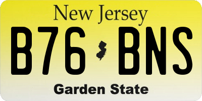 NJ license plate B76BNS