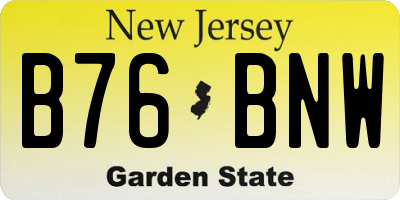 NJ license plate B76BNW