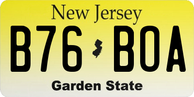NJ license plate B76BOA
