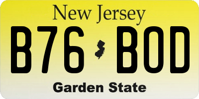 NJ license plate B76BOD