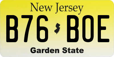 NJ license plate B76BOE