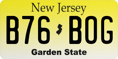NJ license plate B76BOG