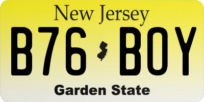 NJ license plate B76BOY