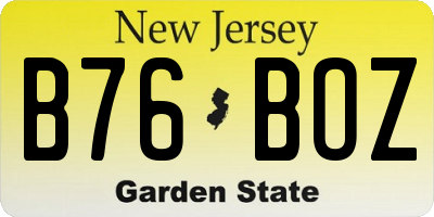 NJ license plate B76BOZ