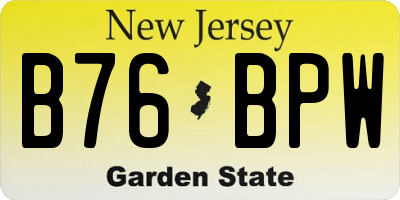 NJ license plate B76BPW