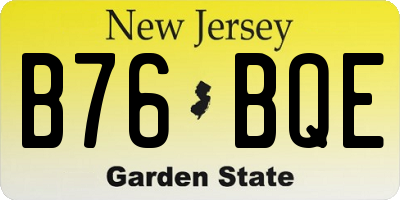 NJ license plate B76BQE