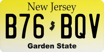NJ license plate B76BQV